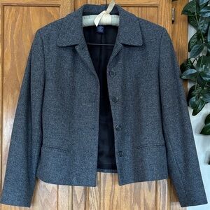 Lands End Gray Wool Button-Up Blazer - EUC